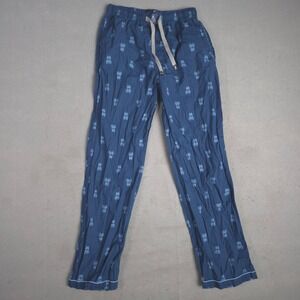 Psycho Bunny Pajama Pants Mens Drawstring Blue All Over Print‎ Sleepwear Small